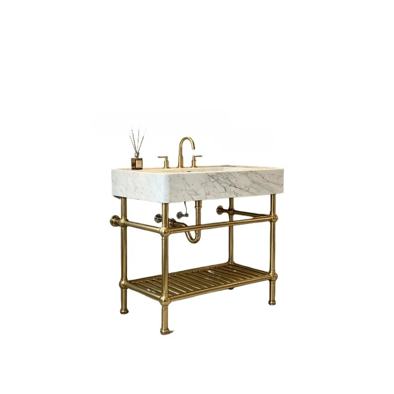 Modern wall-mounted washbasin with white marble sink