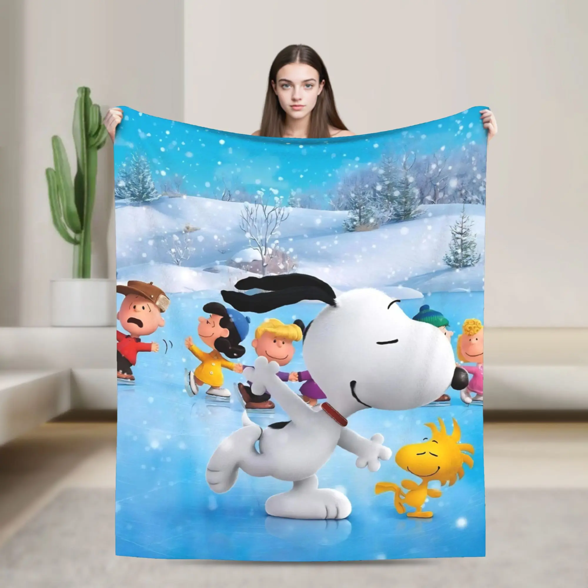 S-Snoopys Movie Blanket Lovely Winter Holiday Fleece Funny Soft Throw Blankets for Coverlet  Winter