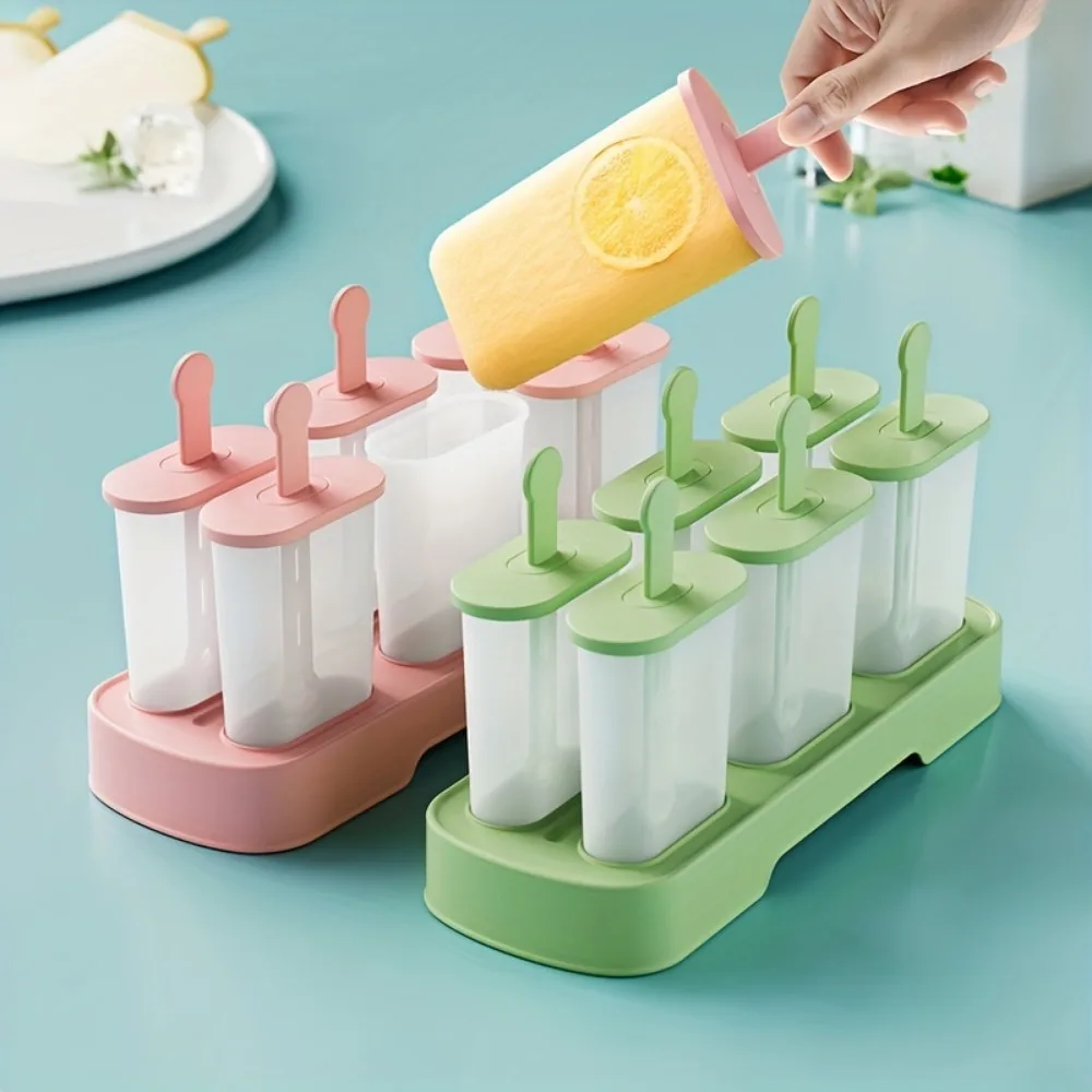 6-Hole DIY Ice Cream Mold Make Delicious Homemade Popsicles Sorbet Safety Jelly Ice Cube Mold Easy Release for Fun Family Treats