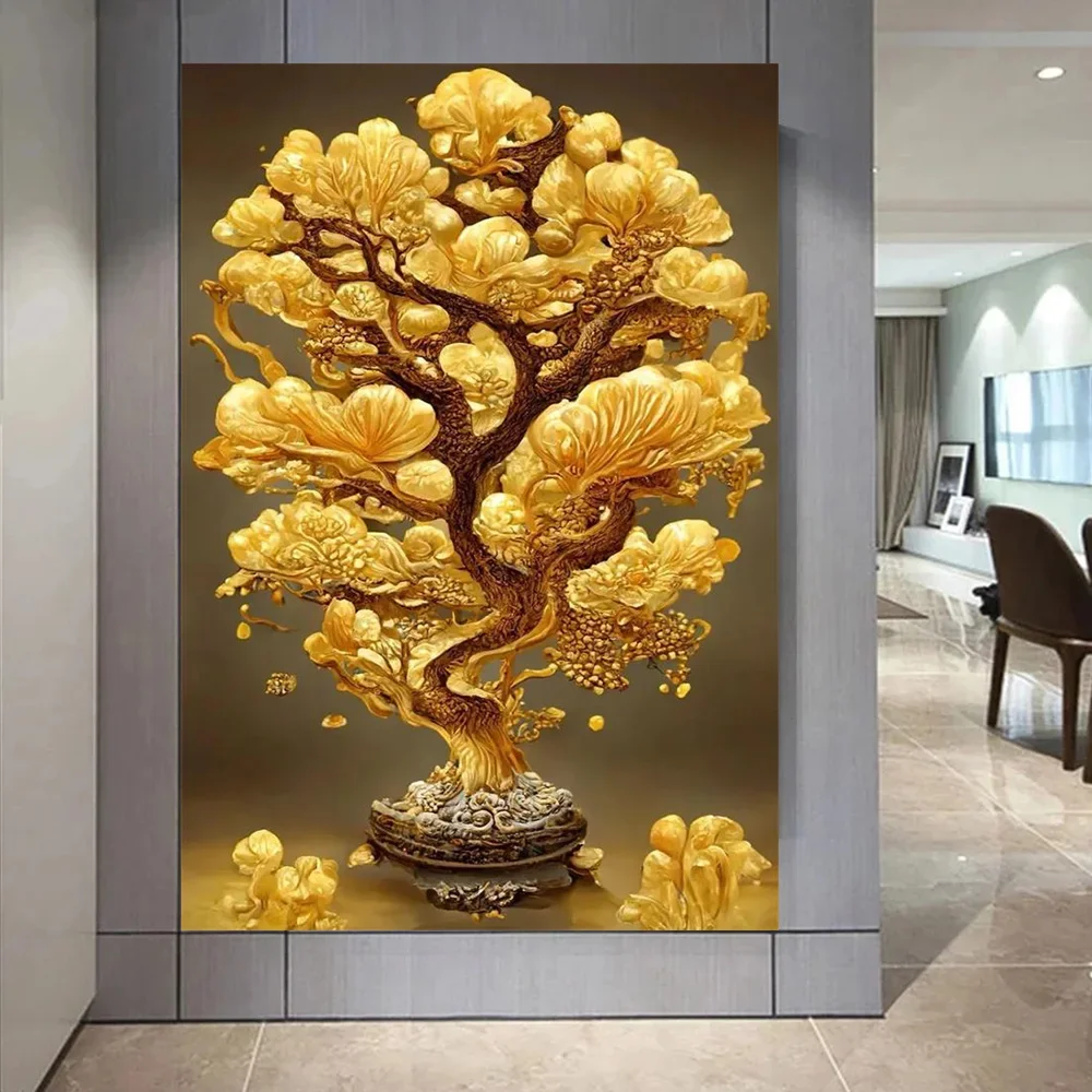 Abstract Luxury Lucky Gold Tree Poster Prints For Living Room Home Decor Modern Rich Money Tree Canvas Painting Wall Art Cuadros