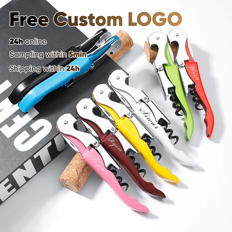 

1PCS Multifunctional Stainless Steel Corkscrew Wine Bottle Free LOGO Cap Beer Opener Waiter's Friend Wine Opener Bar Tools Gift