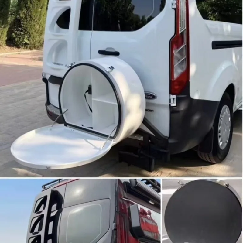 Install the round storage box with its own spare tire