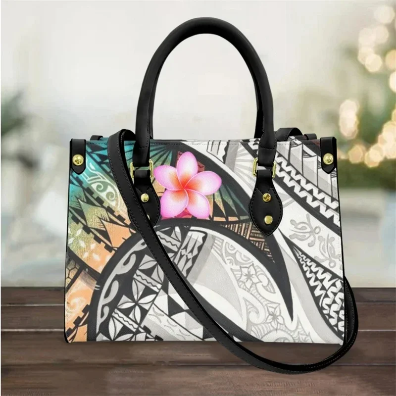 Polynesian Tribal Plumeria Design Cross Body Bags for Women Small Leather Female Handbags Fashion Top-handle Totes Bolsa Femme