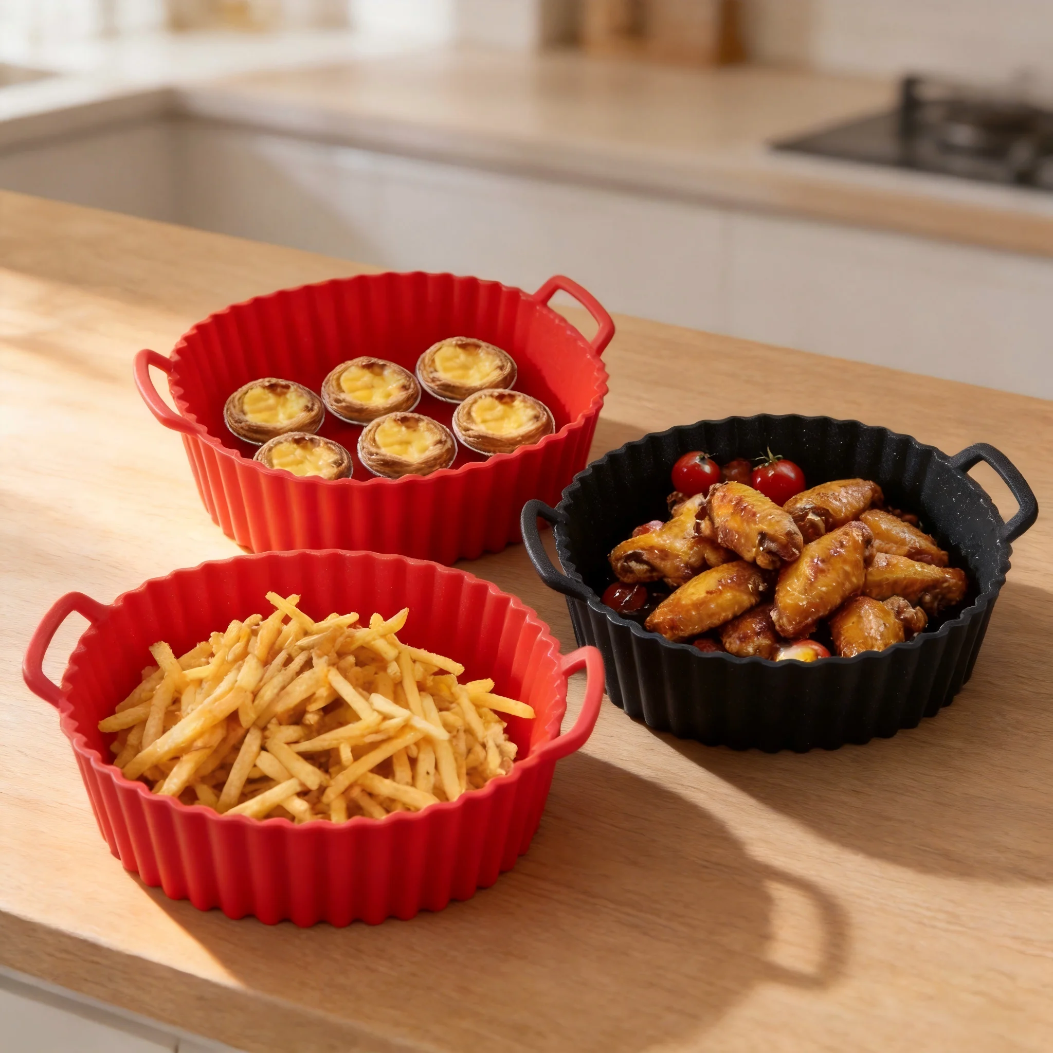 Silicone Air Fryer Pot Tray Food Safe Reusable Square BBQ Barbecue Pad Plate Airfryer Oven Baking Mold Basket Pan for Kitchen image 2
