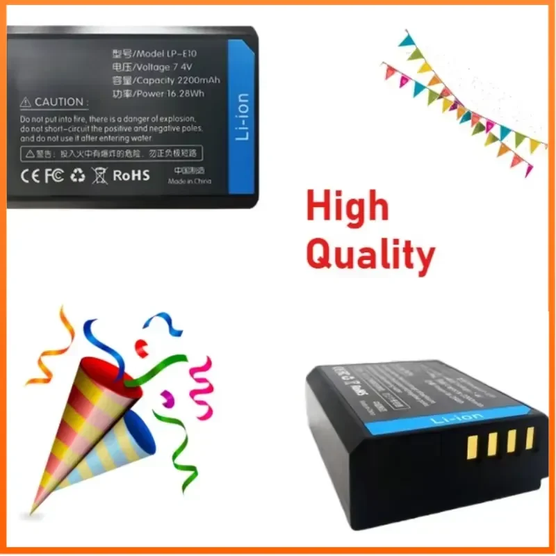 LP-E10 7.4V 2200mAh Camera battery for Canon DS126291 DS126491 DS126621 EOS 1100D 1200D 1300D 4000D KISS X50 X70 X90 REBEL T3