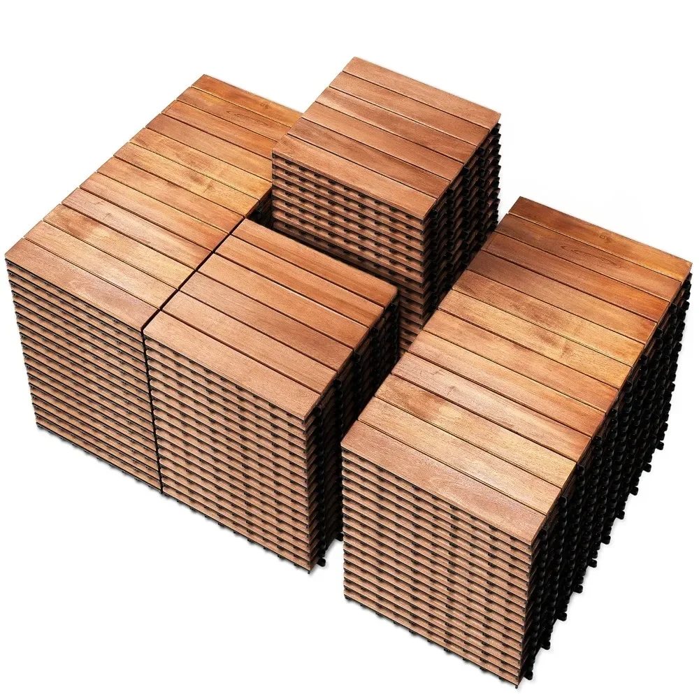 

Garden flooring, solid Acacia Wood interlocking terrace deck -12 "x 12" indoor and outdoor waterproofing, flooring