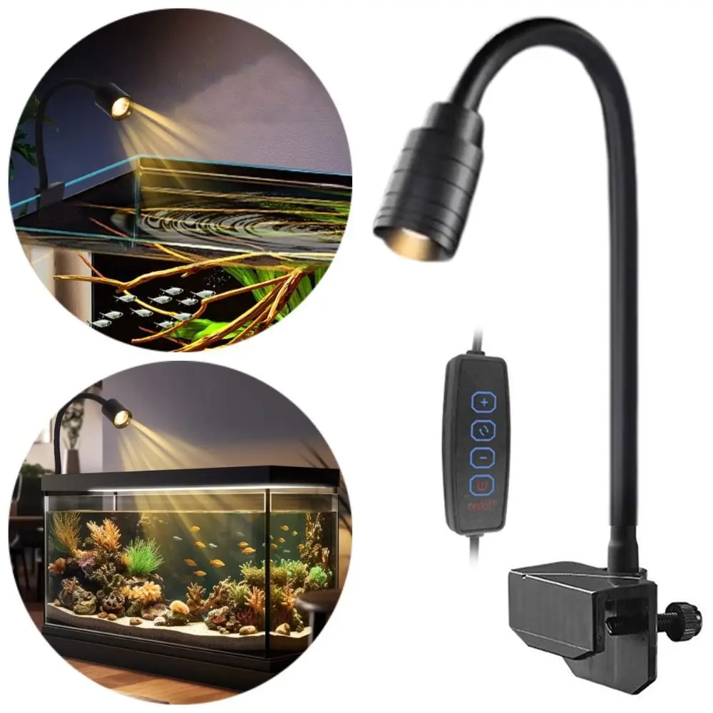 

Adjustable Zoom Mini Clip-on Aquarium Lamp 3W 360 Degree Rotation Adjustable Focus Spotlight USB Waterproof Fish Tank Clip Lamp