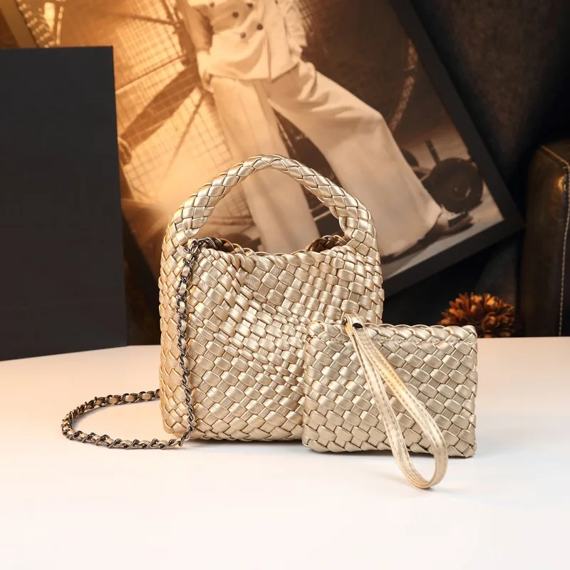 Summer macaron new style basket-style woven bag, high-end fashion handbag, single-shoulder crossbody bag women