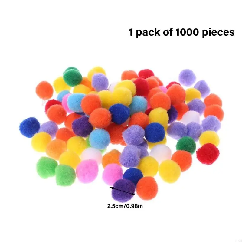 090B 1000Pcs 1inch Pompon for Kids Art Projects and Handmade Holiday Party House Decorations Crafting Project Materials