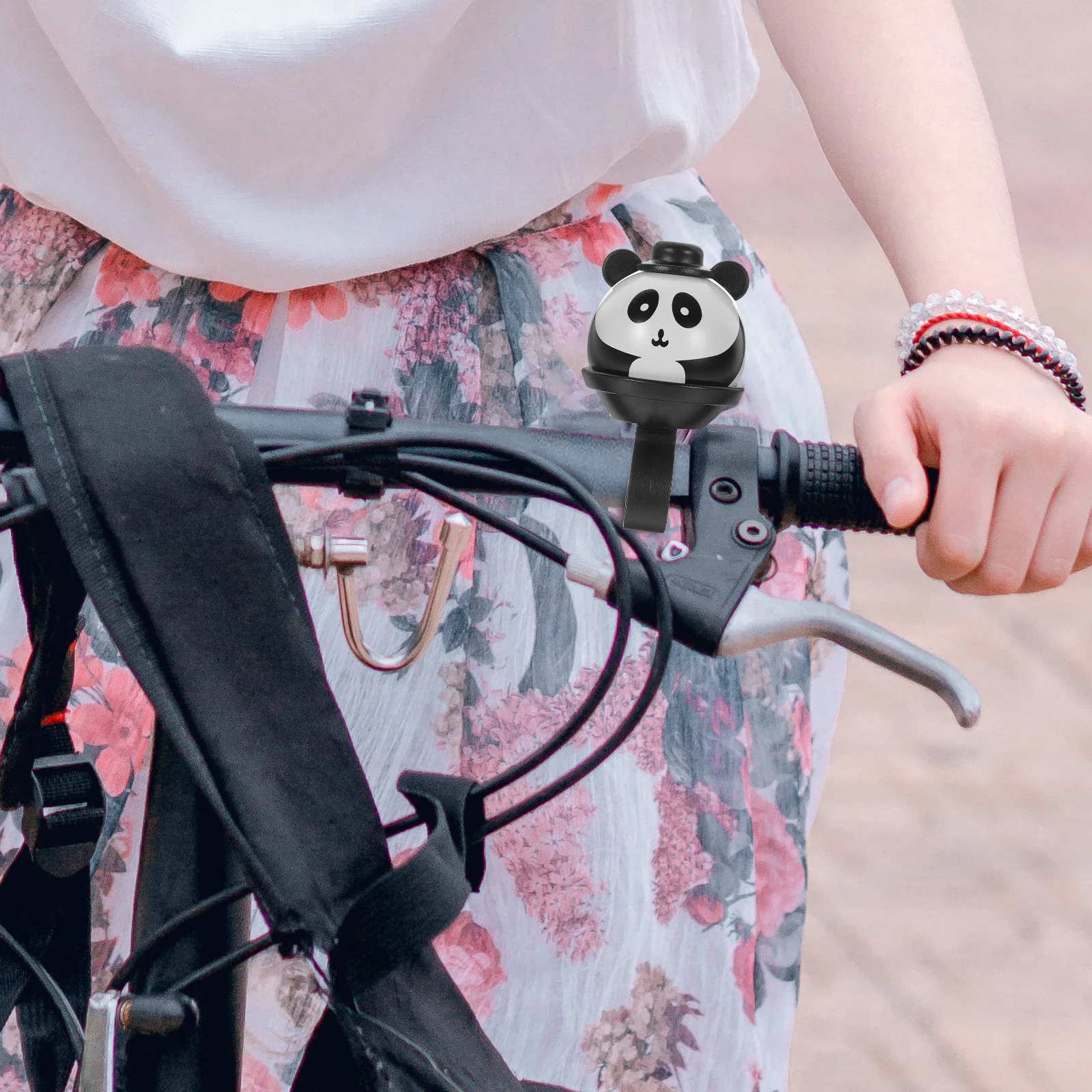 

Bicycle Bell Cartoon Panda Design Kids Bike Accessories Black Road Bikes Clear Tone Anti Aging Portable Safety