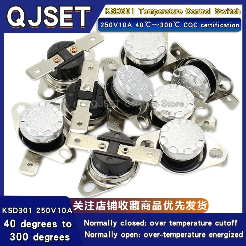 1 Stücke KSD301 10A 250 V 40-300 grad normalerweise geschlossen normalerweise offene temperaturregelung schalter thermostat 45 ℃   80 ℃   85 ℃   95 ℃   100 ℃   180 ℃