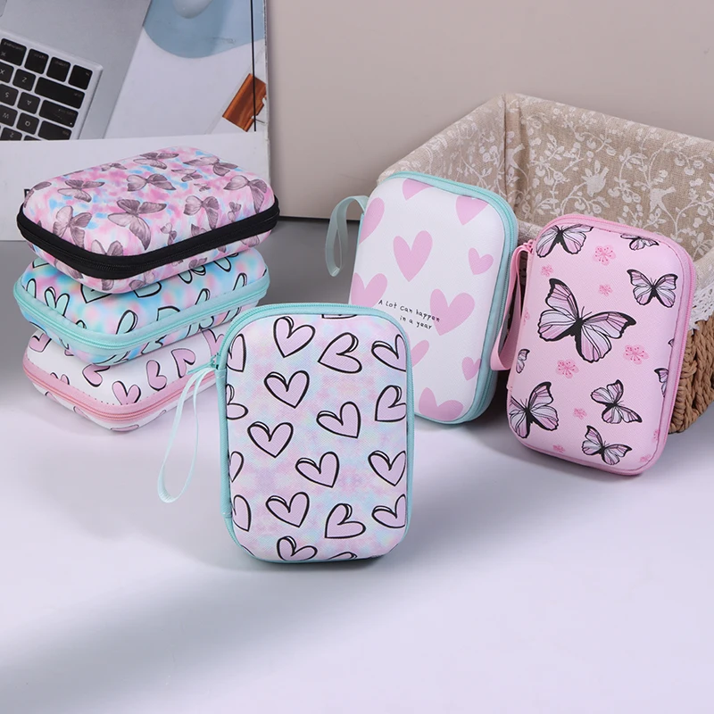 Heart Butterfly Headphone Data Cable Storage Bags Charger Power Bank Rectangular Box Zipper Bag Pocket Pouch