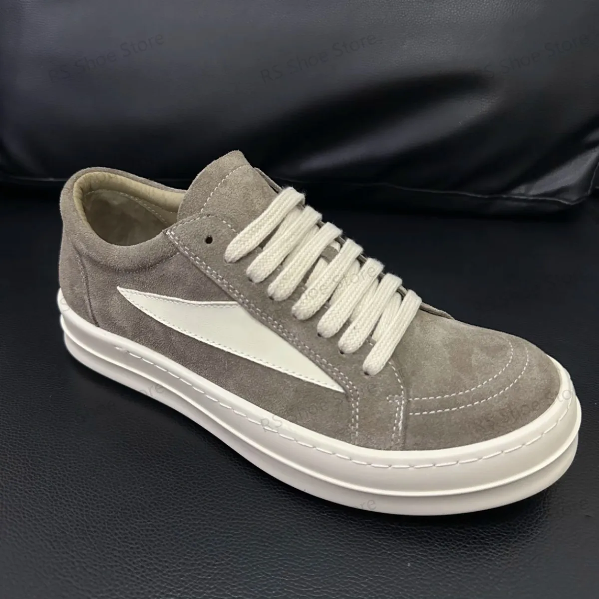Ro Classic Designer Men Sneaker Low Top Shoe Women Brown Suede Shoes Leather Casual Shoe Lace Up Retro Flat Canvas Sneakers image 3