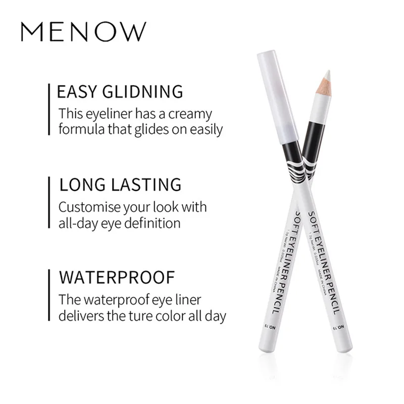 Menow Makeup Pen Crouching Silkworm Pen Eyeliner Pen White Eyeliner Gel Pen Easy to Apply Color Without Making Up AVersatile