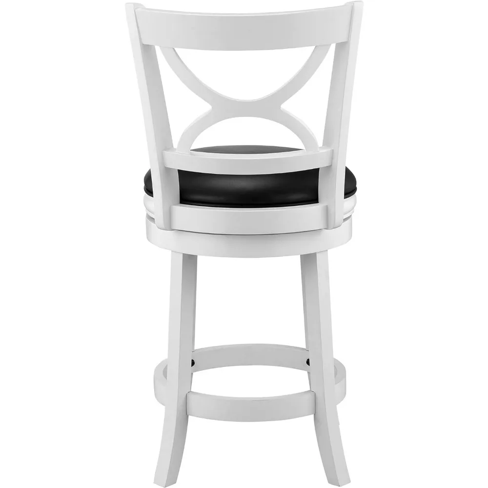 Taburete de altura de mostrador giratorio, asiento de 24 pulgadas, blanco, juego de 1