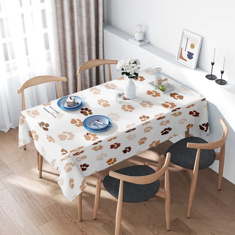 

Скатерть с милыми принтами лап, домашнее животное, собака, кошка, узор, обеденный кухонный стол, декор