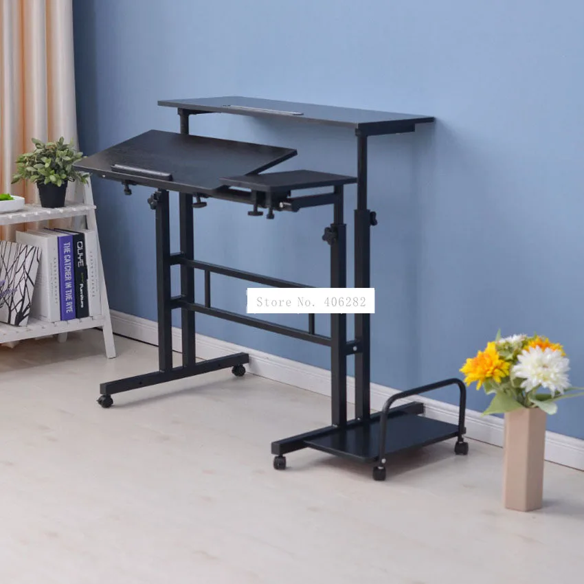 Modern Sit/Stand Computer Desk With Keyboard Tray Height Adjustable Simple Standing Laptop Desk Notebook/Monitor Holder Stand