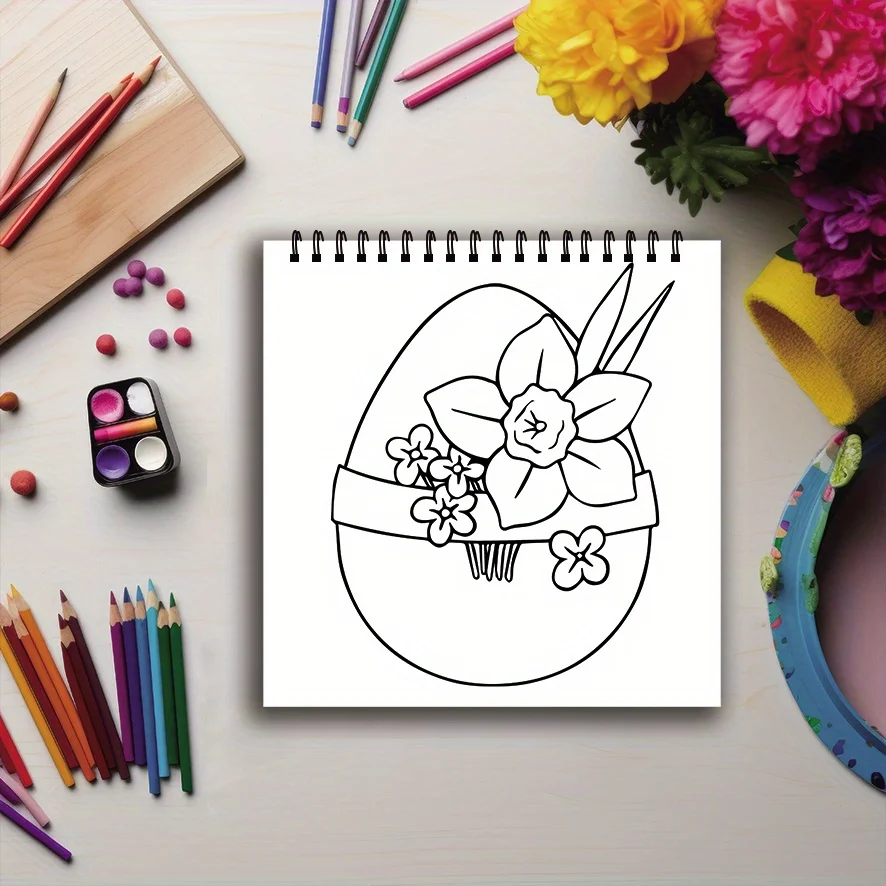 Easter Coloring Book for Adults - 8.27 x 8.27 Inch 32 Page Coloring Book - Helps Reduce Stress and Ease Emotions