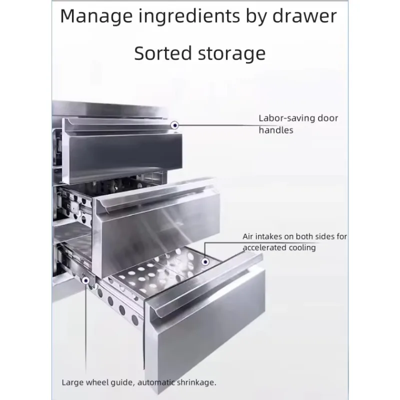 Commercial Stainless Steel Air-Cooled Fresh-Keeper Cabinet Hotel Kitchen Refrigerator Workbench Drawer Display Freezers - view 3