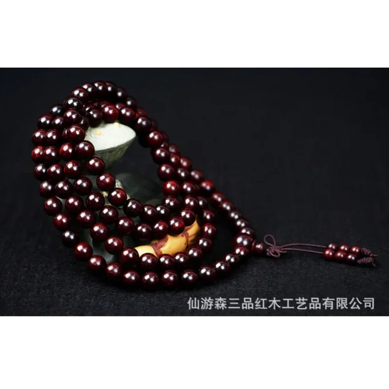 Indian Old Material Small Leaf Red Sandalwood 108 Hand String Male and Female Buddhist Beads Bracelet High-density Parallel