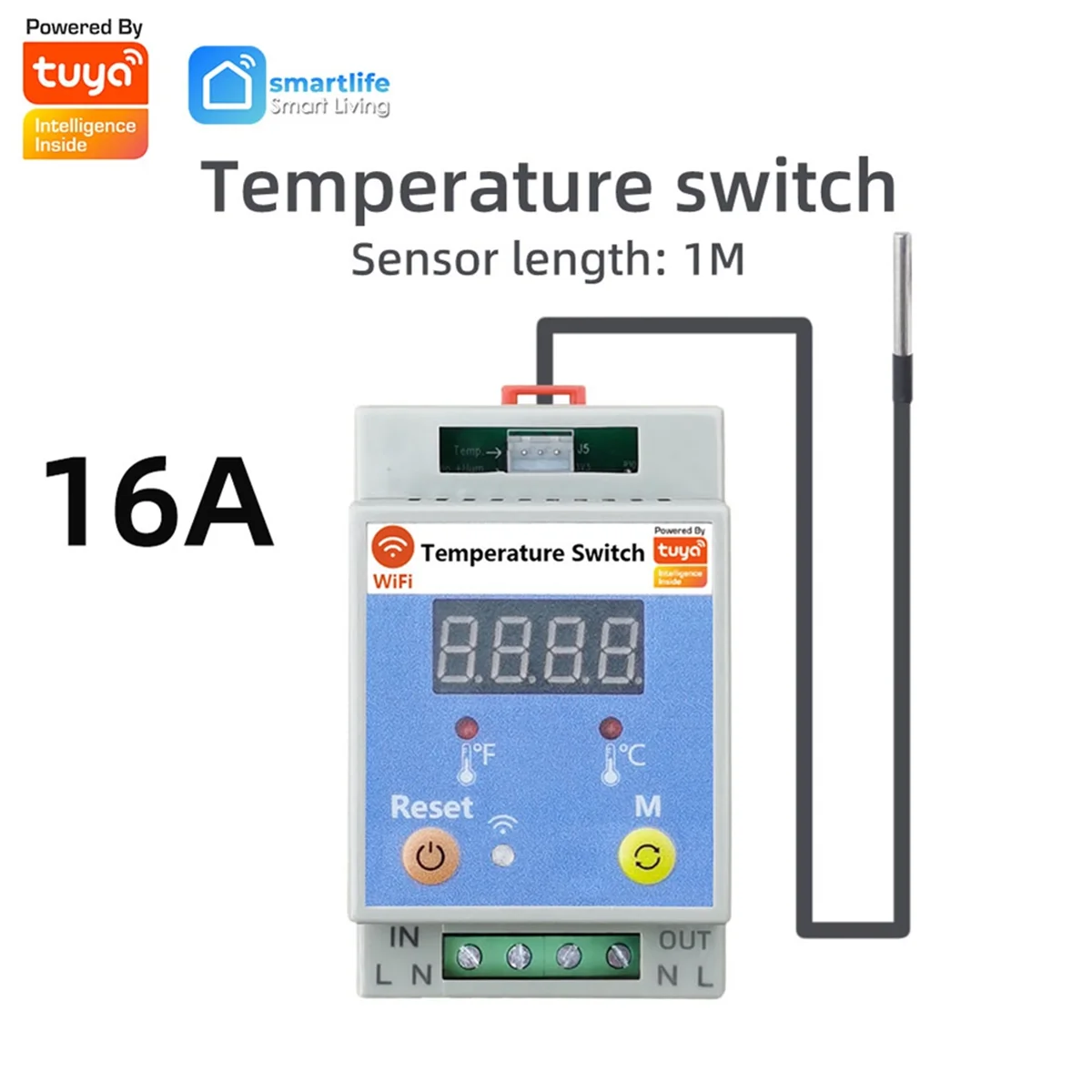 Tuya WiFi Temperature Switch Temperature Control Switch APP Control for Aquariums Water Temperature Monitoring 16A