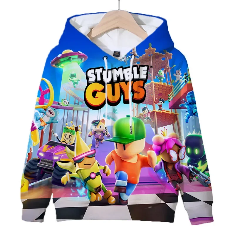 

Stumble Guys Hoodies Kids Cartoon Print Sweatshirts Tops Coats Children Boys Pullovers Streetwear Outwears Girls Sportwear gift