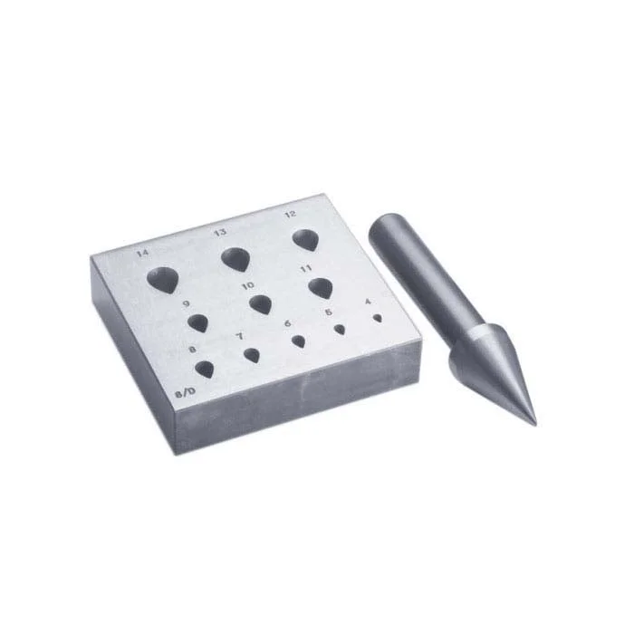 OMO Italy Teardrop Pear Bezel Forming Block Set, 17° Punch Included, Jewelers Shaping Tool for Pear-Shaped Bezel & Prong Setting