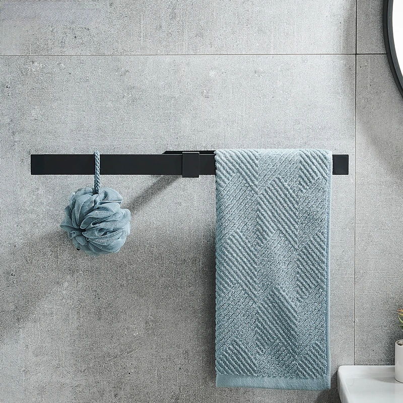 

Black towel bar shelf space aluminum bathroom towel bar Creative towel bars kitchen bar bathroom towel rack