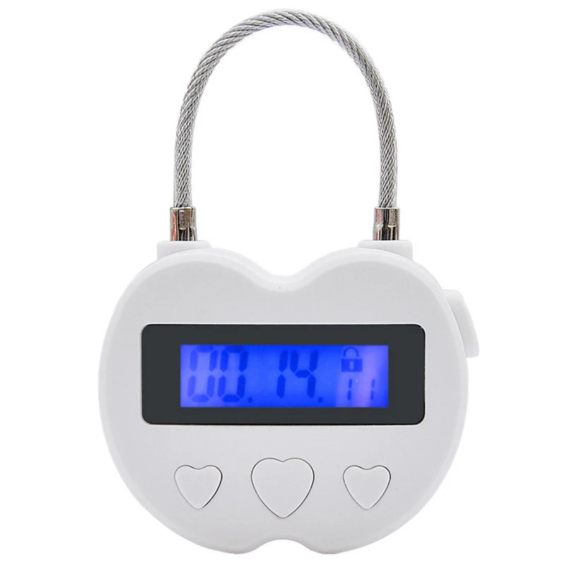 Smart Time Lock LCD Display Time Lock USB Rechargeable Temporary Timer Padlock Travel Electronic Timer White