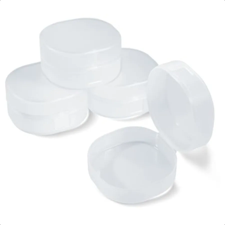 4 個のプラスチック化粧品コットンラウンドホルダーポータブルラウンドメイクアップスポンジホルダー旅行用密封化粧品パッドホルダー C に適しています