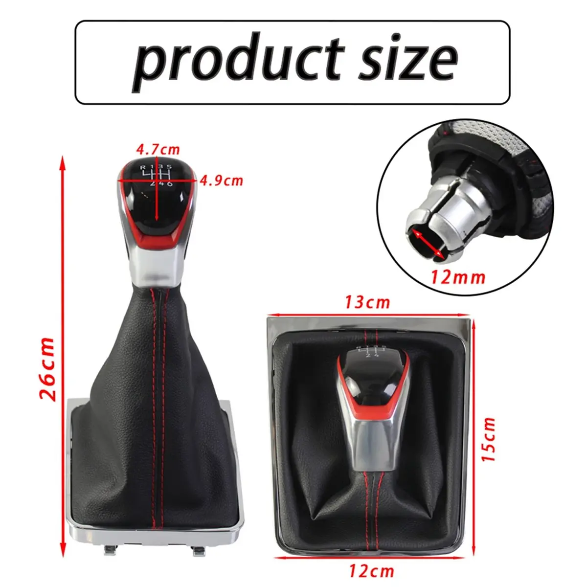 Compatible For B6 B7 CC 2005-2013 New Gear Shift Knob 6 Speed MT Lever Change Stick with Gaiter Boot Cover