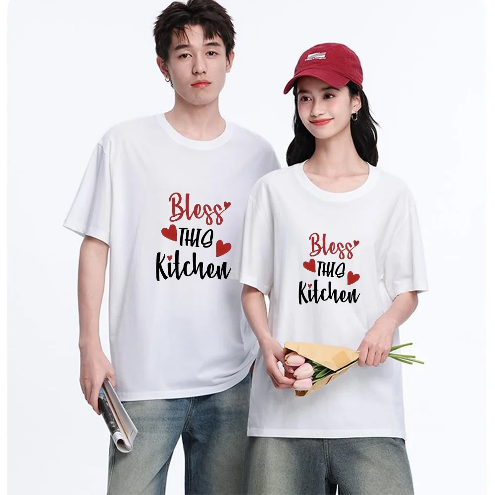 Bless This Kitchen Quote Letter Tee Printed T Shirt Breathable Fabric S-XXL Personalized Custom Casual Short Sleeve Tee Aestheti