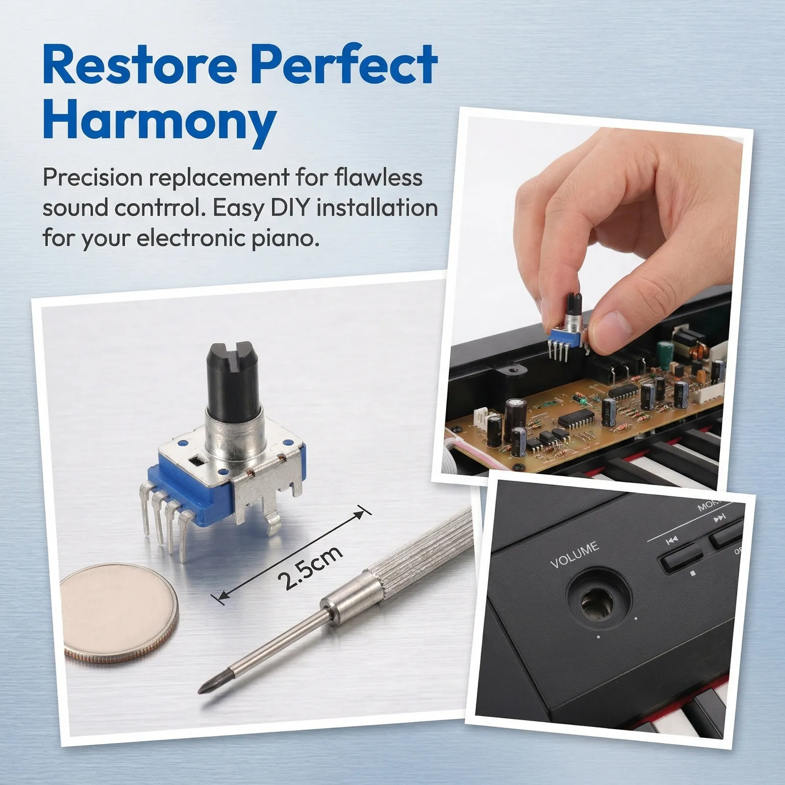10Pcs Digital Piano Potentiometer Dual Rotary Linear Volume Tone Control Replacement Parts Keyboard Repair Vertical Mount