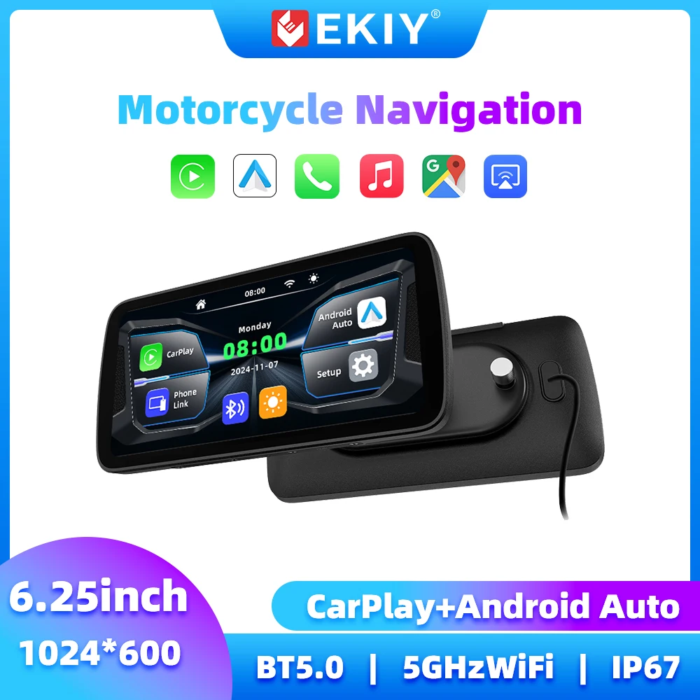

EKIY 6,25-дюймовый мотоцикл CarPlay беспроводной портативный моторный навигатор мотоциклетная навигация Android авто дисплей интерфейс автомобильного воспроизведения