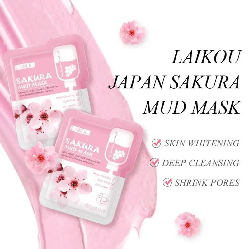 1/5Pcs Sakura Collagen Mask Deep Hydrating Moisturing Skin Conditioning Brightening Deep Cleansing Smoothing Skin Care Product