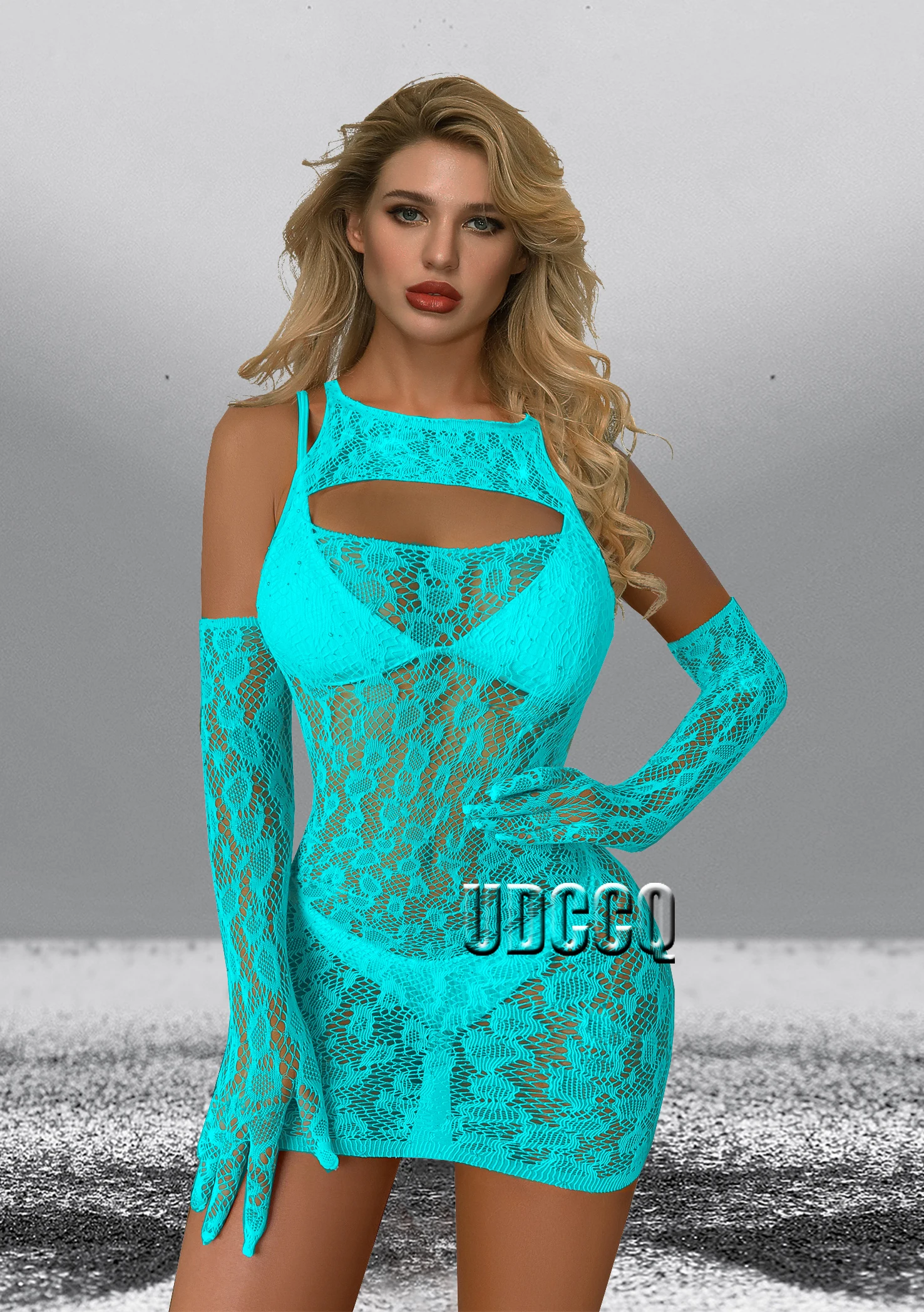 Sexy lingerie sexy bodycon vestido fishnet clubwear perspectiva natal dia dos namorados lingerie feminina vestidos Lake Blue