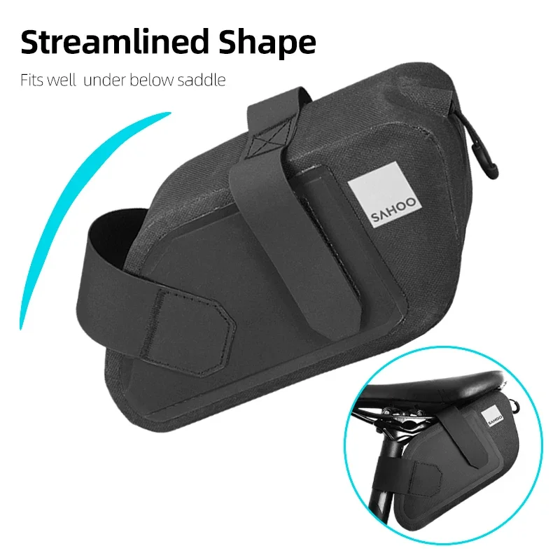 SAHOO Bicycle Saddle Bag Rain Proof Bike Seat Post Pannier Reflective Cycling Storage Tail Pouch Rear Dry Pack