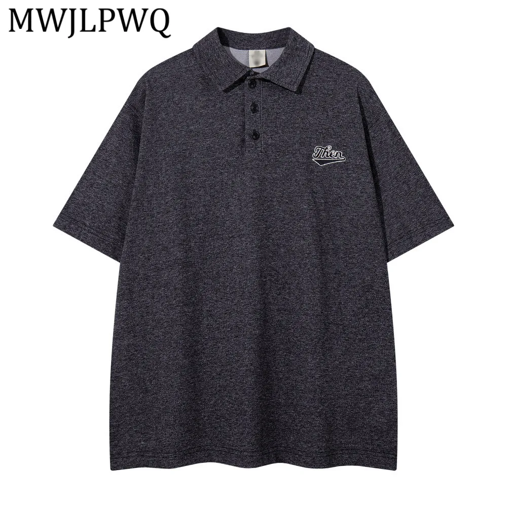 

MWJLPWQ Loose Casual Men's Shirts Summer Top American Style Trendy Ins Sports Turn-Down Collar Short-Sleeve Tops Trend 14383