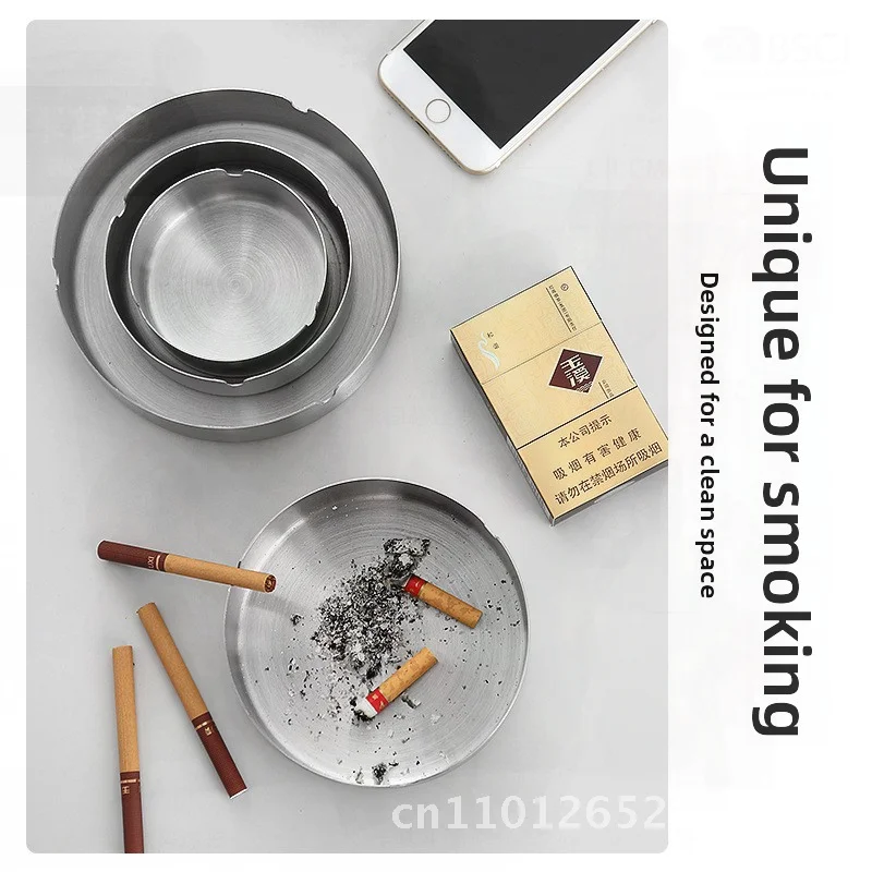 

Durable Thickened Stainless Steel Golden Ashtray Modern Minimalist Design for Internet Cafe Bar 8-14cm Sizes Available