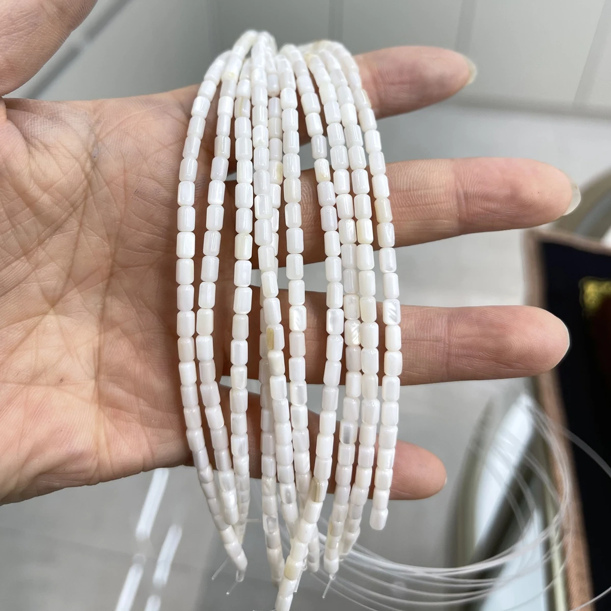 3x5mm Cylindrical Natural Shell Semi-finished Beads for Jewelry Making Supplies DIY Necklaces Bracelets and Accessories 18cm