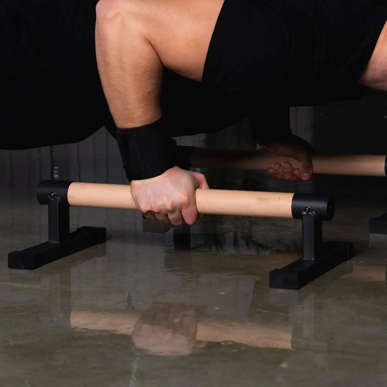 Portable Lightweight High Quality Durable Eco-Friendly Beech Wood Parallel Push-Up Dip Stand Adjustable Steel Gymnastic Home Use