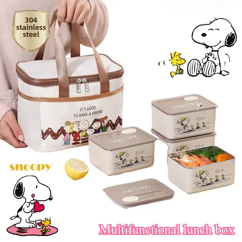 Cute Snoopy cartoon insulation lunch box multi-layer convenient to carry 304 stainless steel large capacity lunch box gift