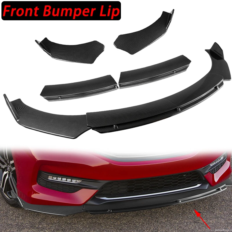 Accessori per auto paraurti anteriore universale per auto Kit corpo Spoiler Splitter diffusore 4 pezzi Splitter in fibra di carbonio bianco plastica