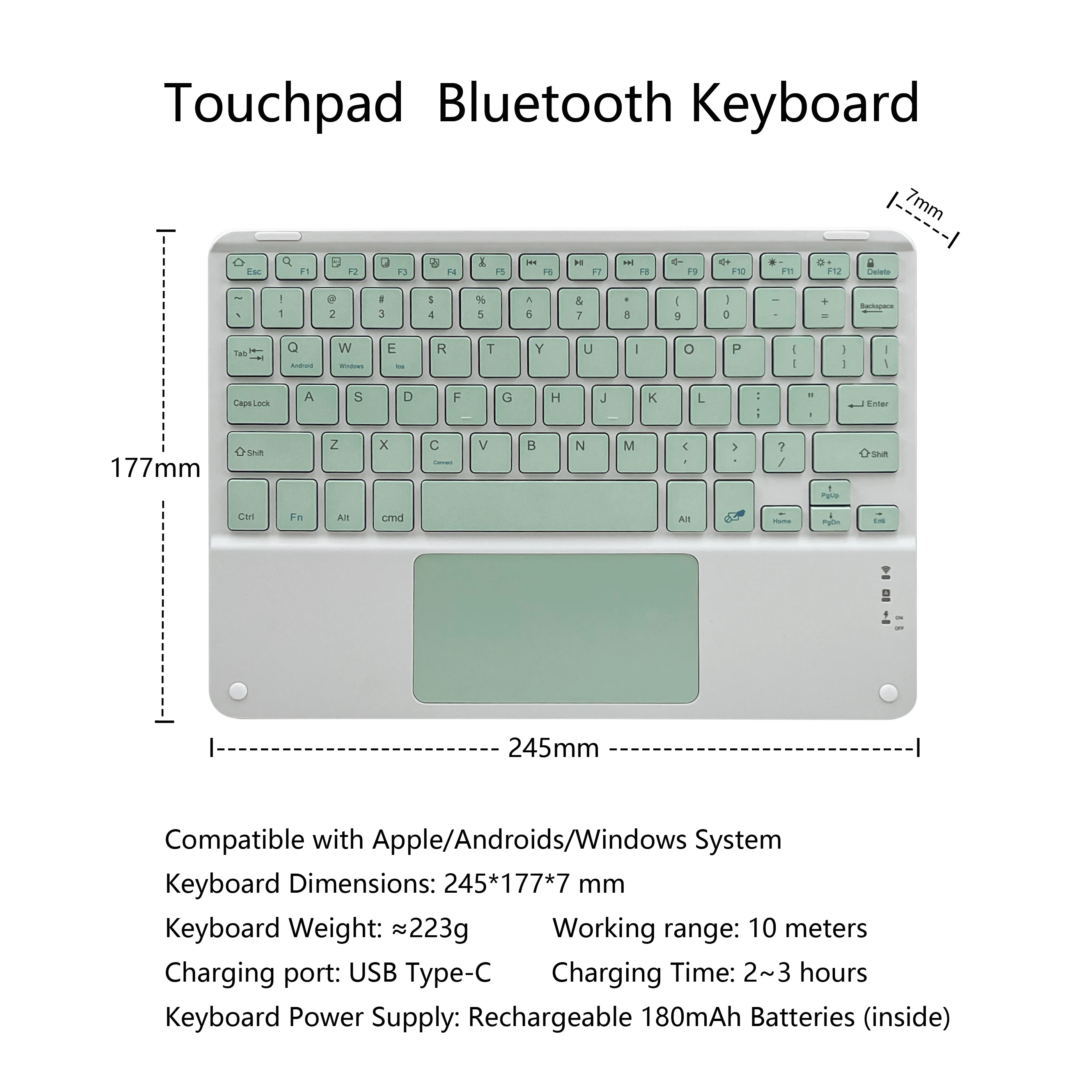Rechargeable Bluetooth-compatible Keyboard Ultra-Slim Wireless Mouse Keyboard Set for Android Windows Tablet iPhone iPad image 2