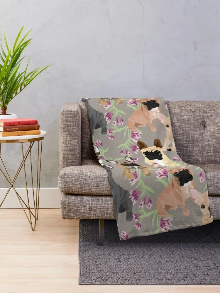 Frenchie Floral Throw Blanket heavy to sleep Hair Decorative Sofas For Sofa Thin Blankets