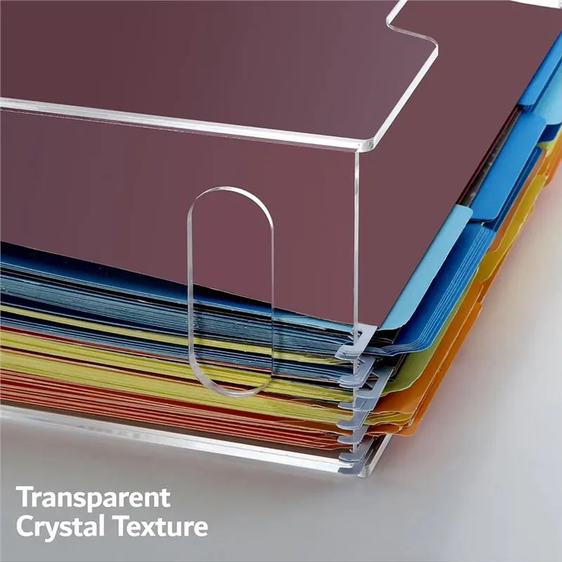 B03B-Hanging File Organizer Box In Acrylic With Handles, Clear Letter-Size Storage Folders For Magazines, Desktop Holder