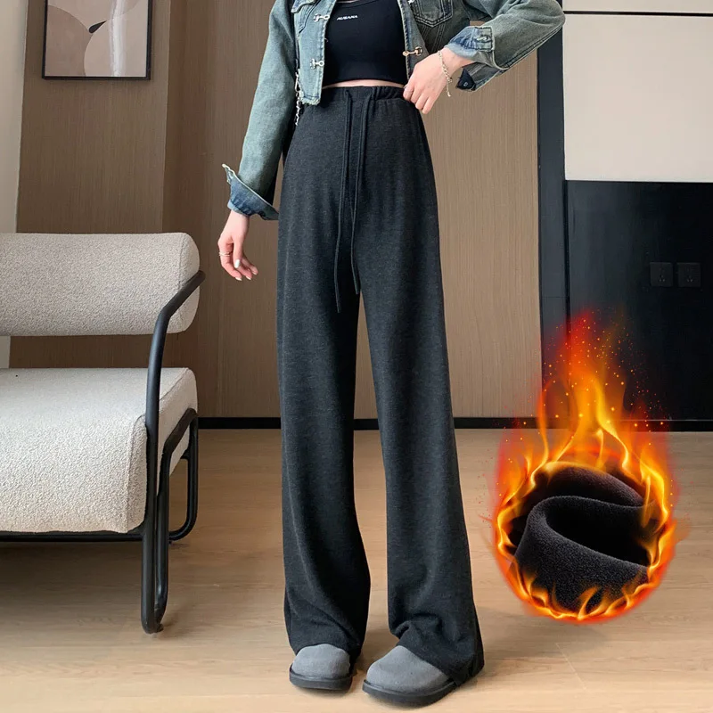 

High Waist Maternity Pants Pregnant Women Wide Leg Belly Support Pants Elastic Brushed Fleece Pant Trousers Pregnancy Clothing