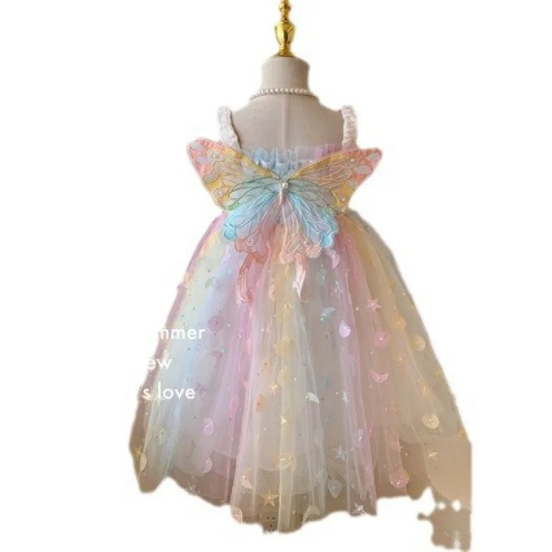 فستان الأميرة الصيفي الجديد للأطفال من Dream Elf Butterfly Rainbow Baby Tank Tops #5