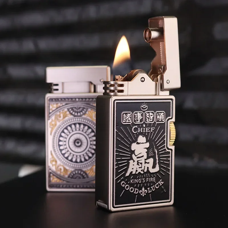 

CHIEF Handmade metal watches and lighters creative engagement smoking set men's classic retro style antique collection gifts.