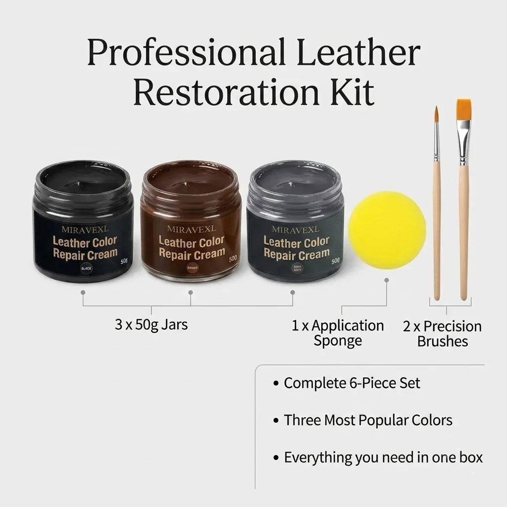 Leder-Reparaturcreme Kratzerfüller & Farbauffrischungs-Balsam mit Schwamm für Autositze, Sofas, Schuhe, Jacken, Stiefel, Möbel, 2 Farben – Detail 2
